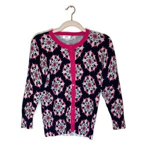 Crown & Ivy Cardigan Sweater Sz S 3/4 Sleeve Lightweight Button Preppy Fitted